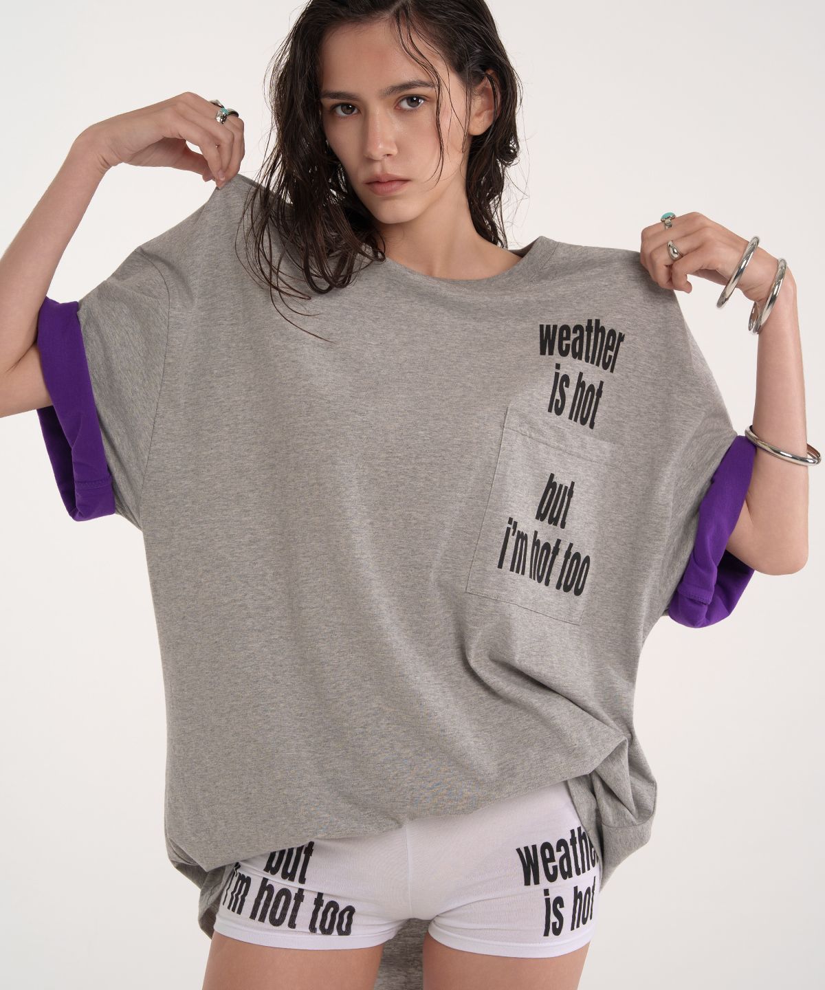 이에스씨 스튜디오(ESC STUDIO) two sleeve hot t-shirt (gray)
