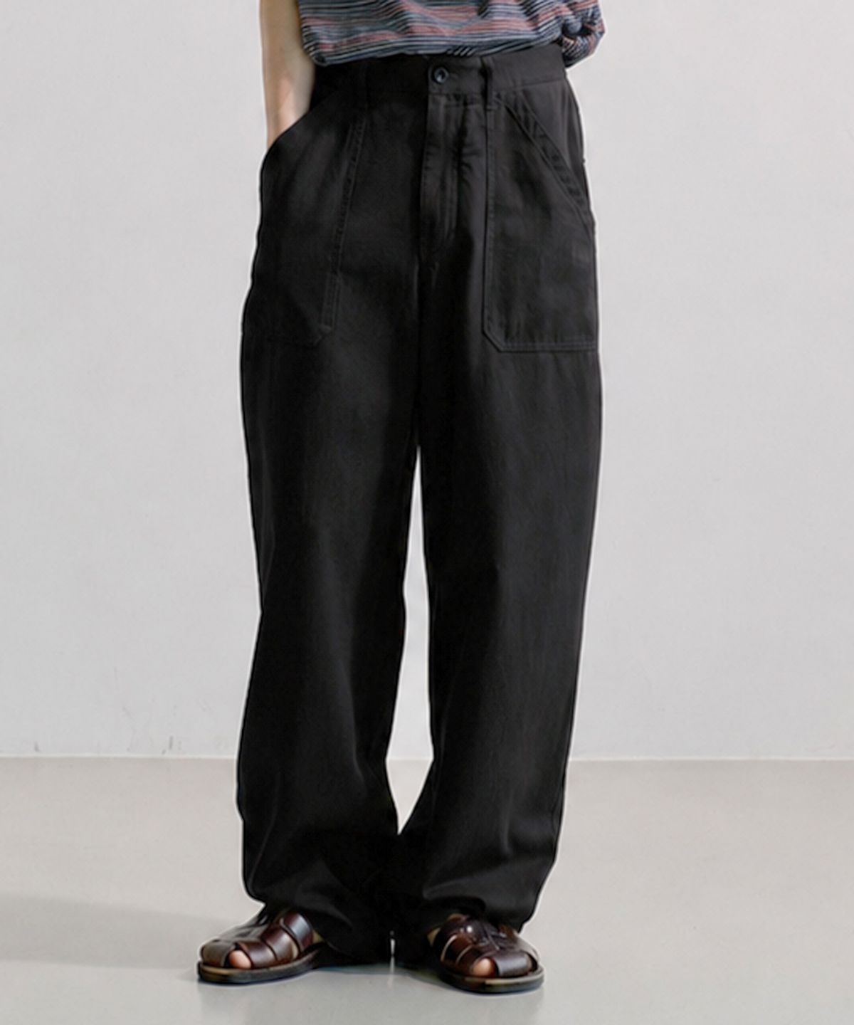 유니온블루(UNION BLUE) ARCHON TWILL FATIGUE PANTS [BLACK]