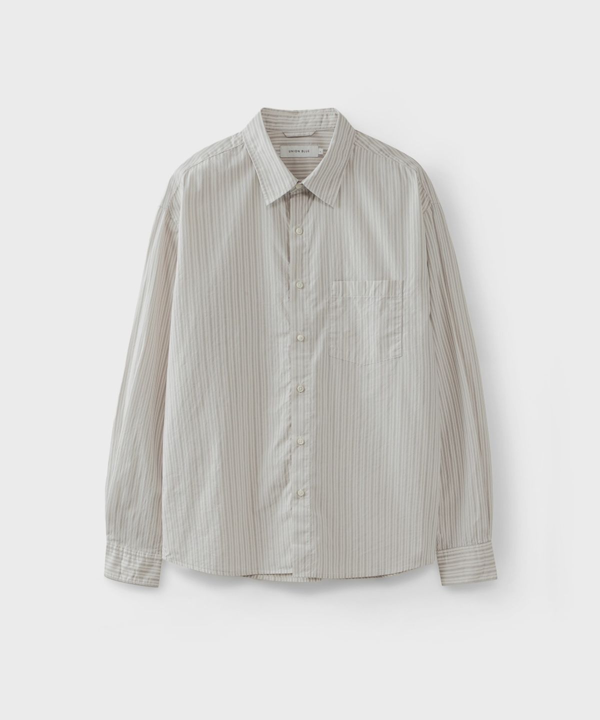 유니온블루(UNION BLUE) SEMI CROP STRIPE SHIRT [ECRU]