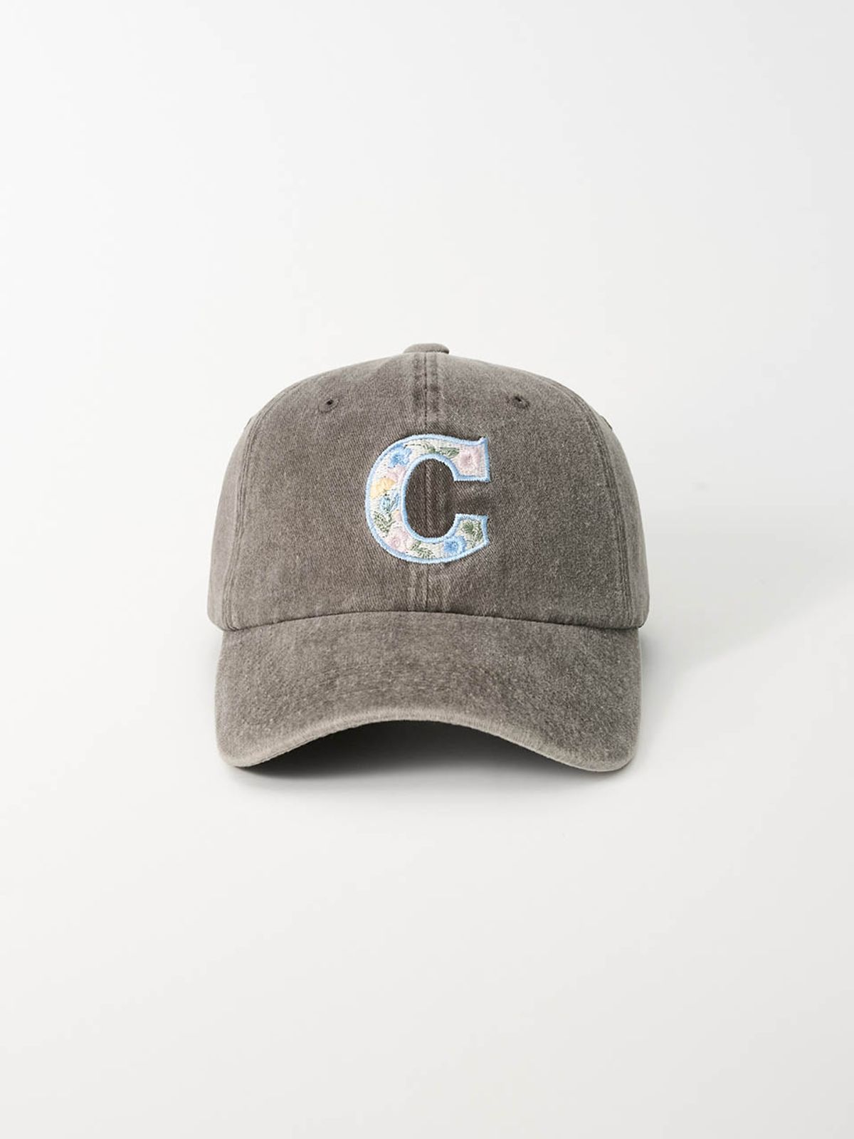 올인컴플리트(ALLINCOMPLETE) 플라워 C 워싱 볼캡 (브라운)
