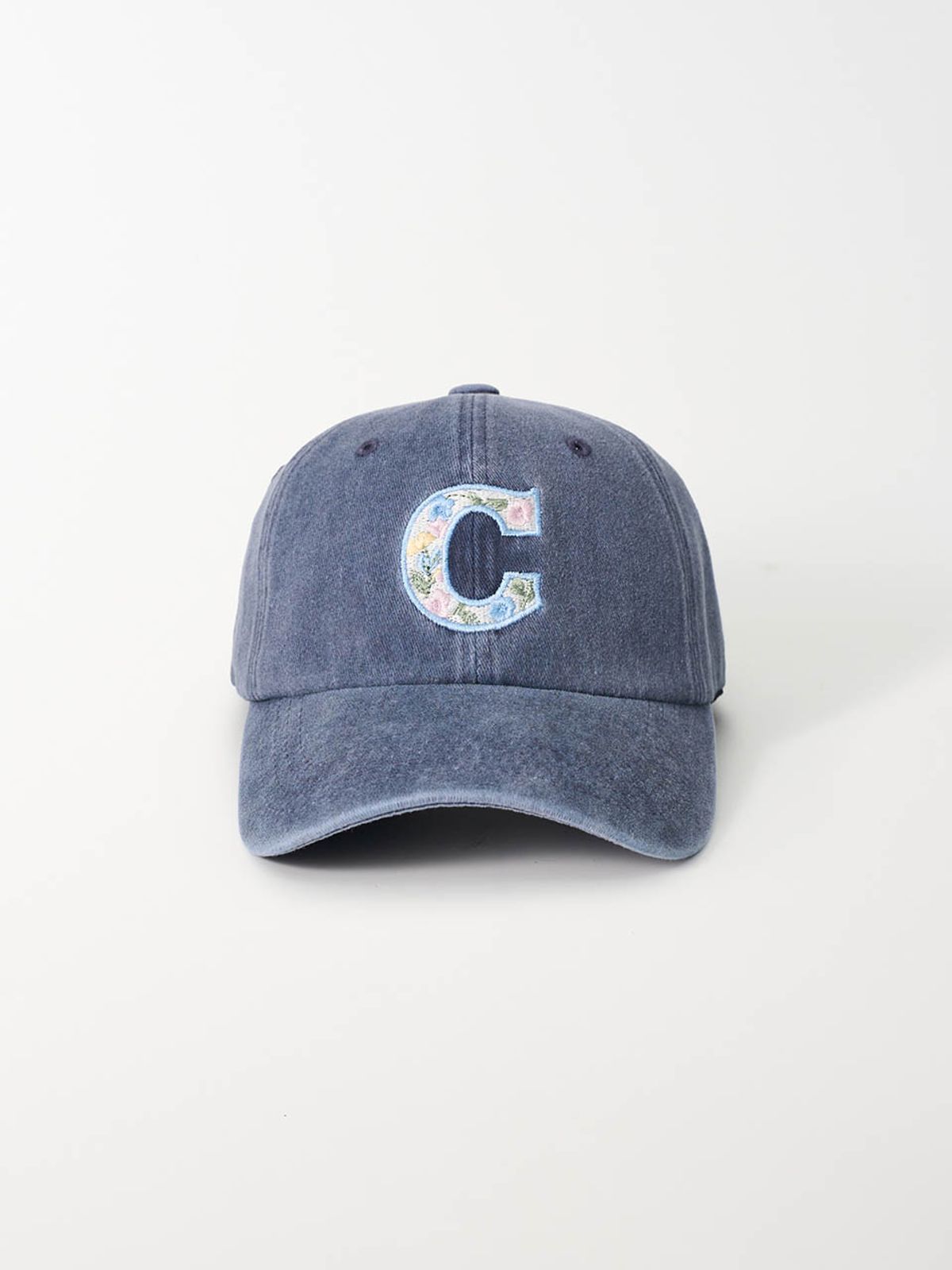 올인컴플리트(ALLINCOMPLETE) 플라워 C 워싱 볼캡 (네이비)