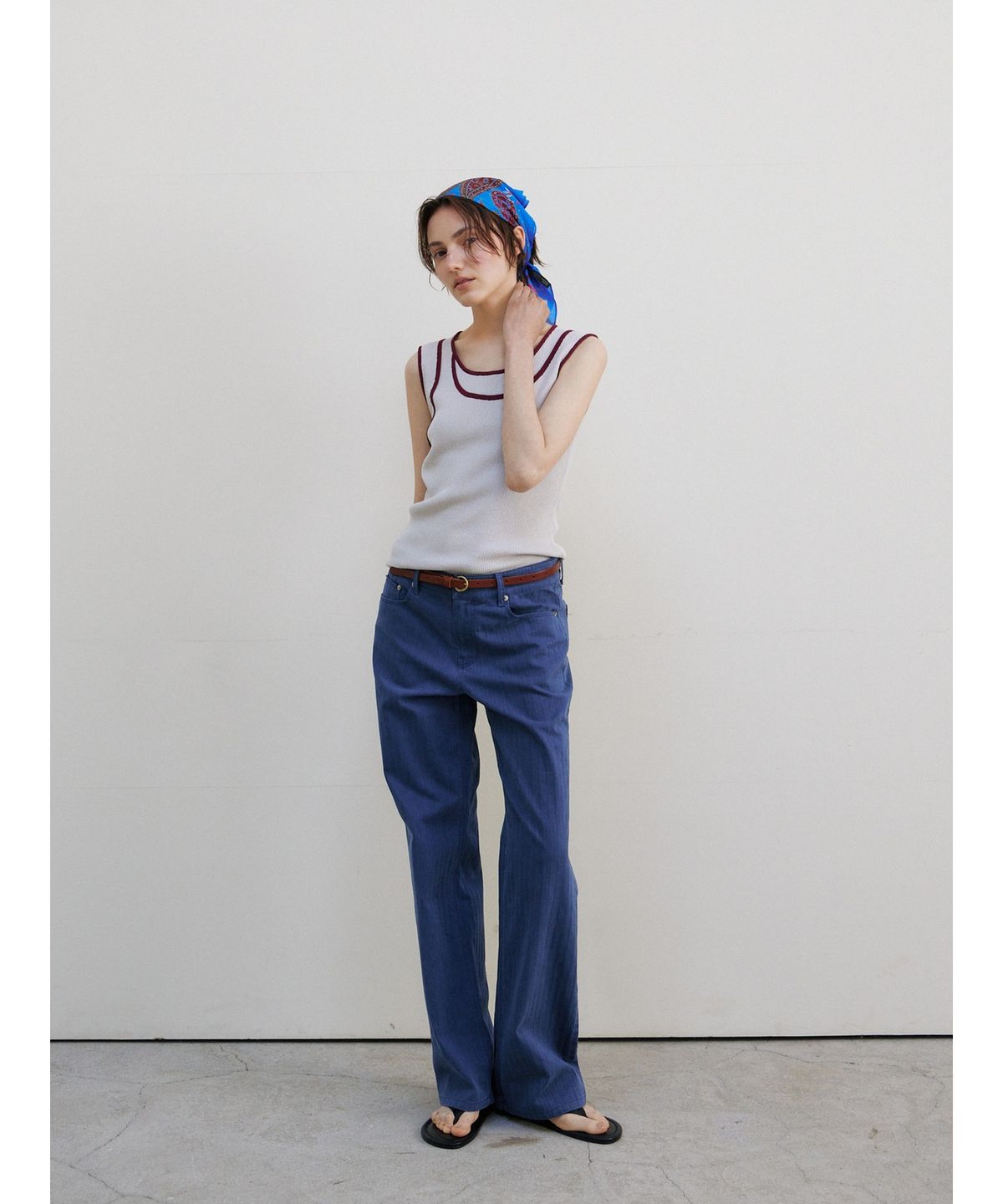 닌닛(NINNIT) [5th] Vintage herringbone pants (BLUE)