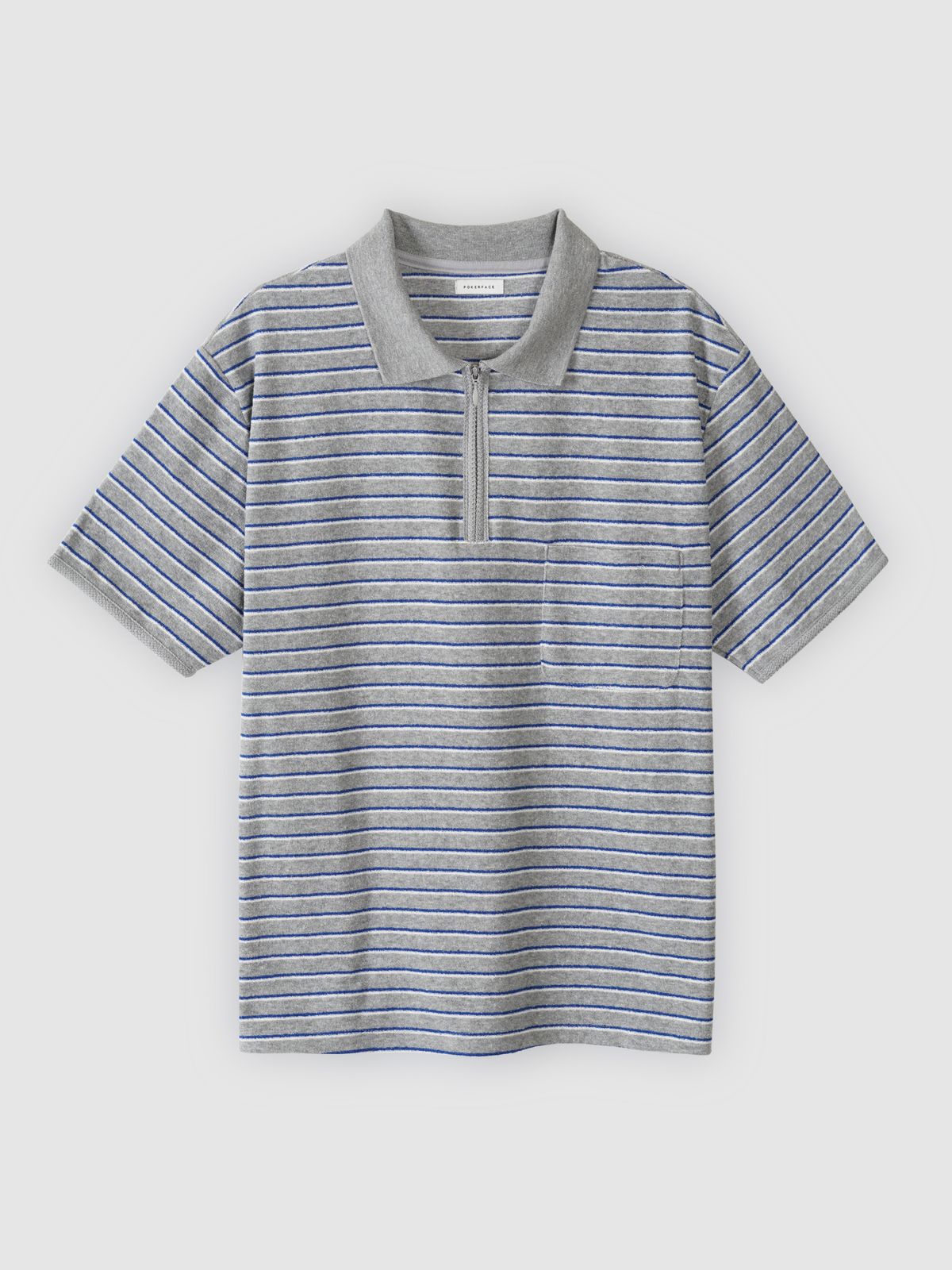 포커페이스(POKERFACE) ZIPPER POLO T-SHIRTS GREY