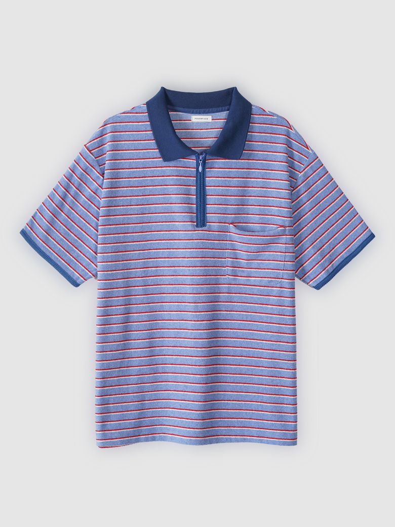 ZIPPER POLO T-SHIRTS BLUE