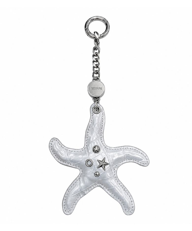 Studded Starfish keyring_ Silver
