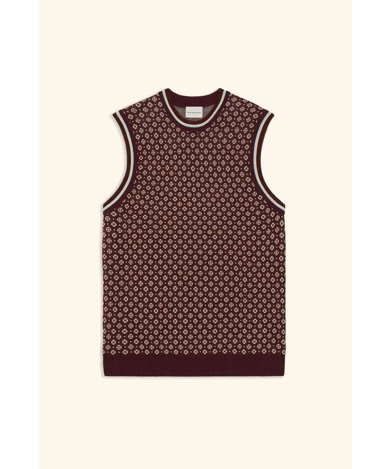 자카드 타이 니트 베스트 Maille D bardeur Jacquard Cravate D0WAM26202RED