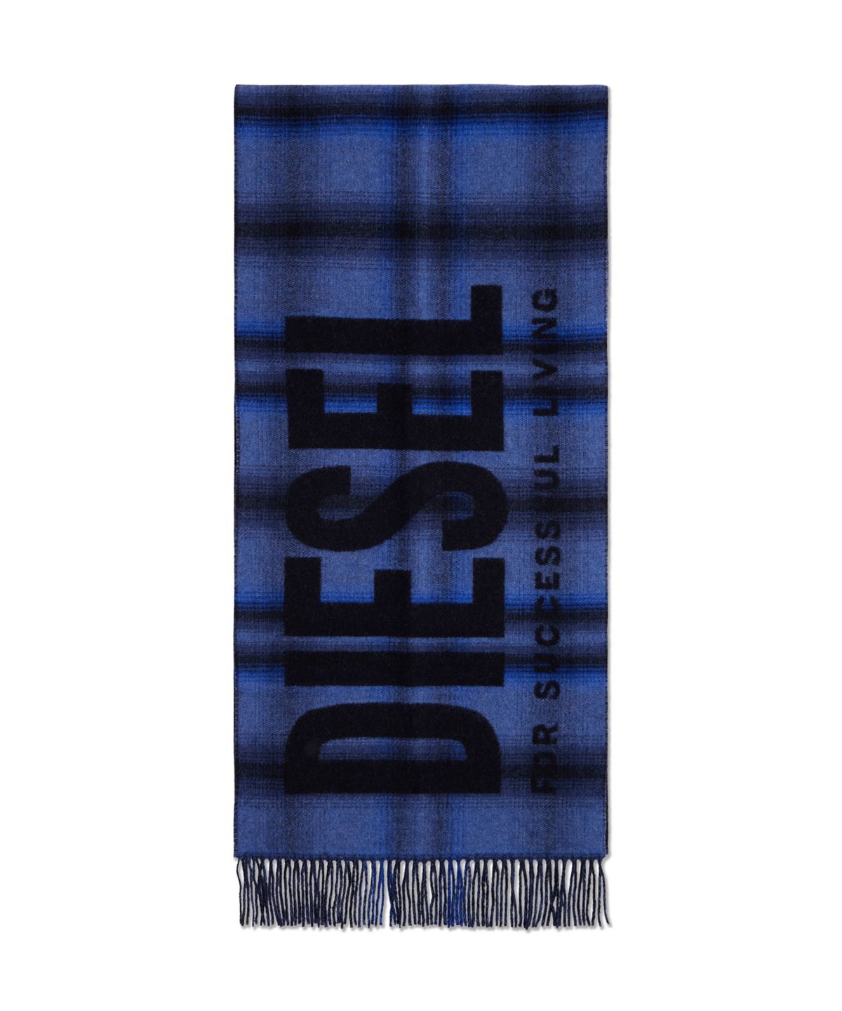 디젤(DIESEL) 울 블랜드 체크 패턴 머플러 - 블루 / A218250EGDY81EA