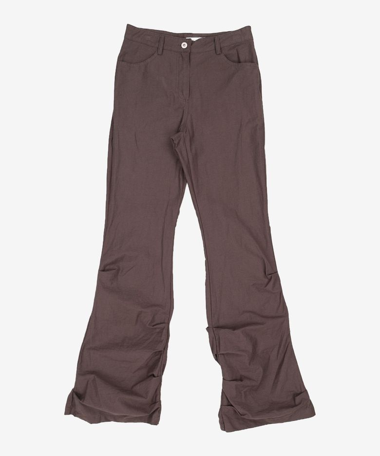 Cotton shirring bootscut pants BLACK 3