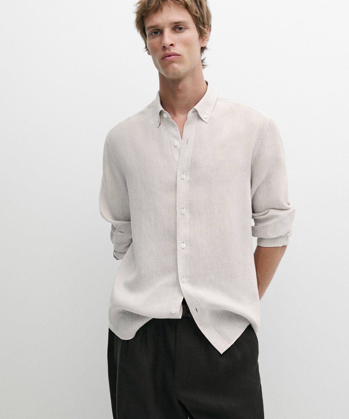 마시모두띠(MASSIMO DUTTI) 100% 린넨 레귤러 핏 셔츠