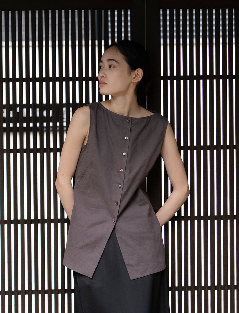 Maro linen blouse ver. brown