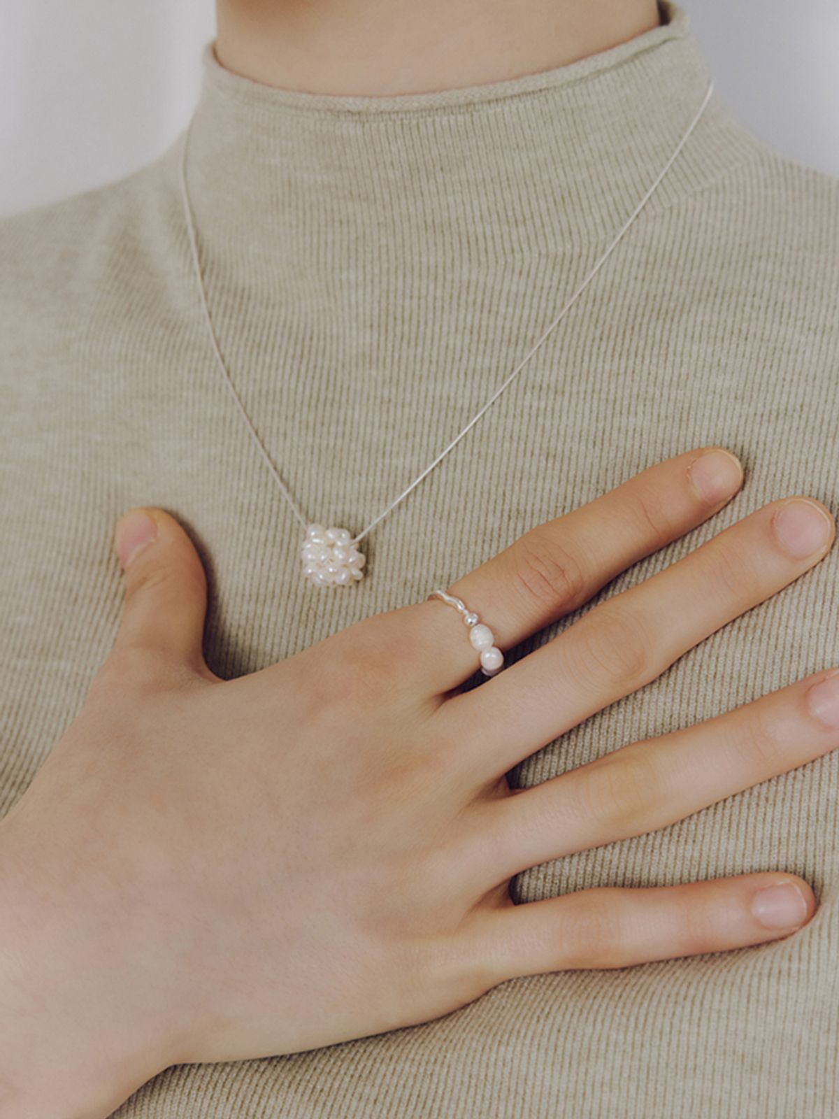 이너프(ENUFF) Pure Pearl Set (반지+목걸이)