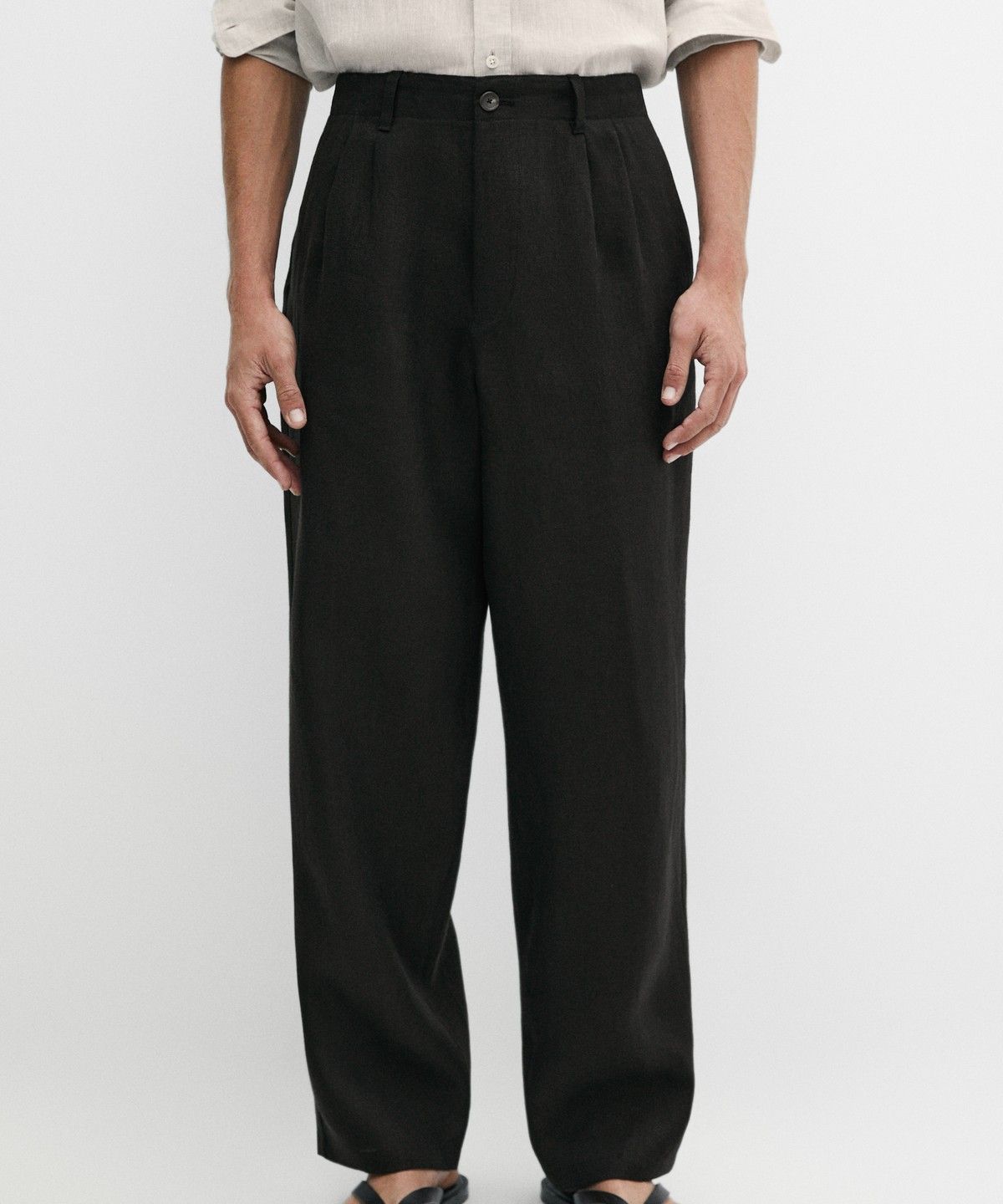 마시모두띠(MASSIMO DUTTI) 100% 린넨 핀턱 팬츠
