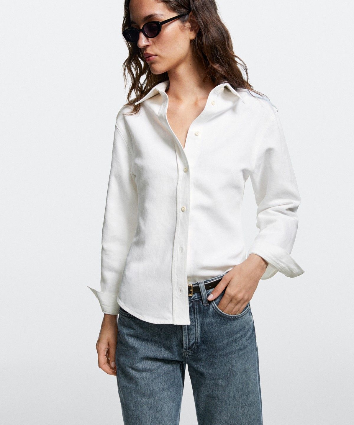 마시모두띠(MASSIMO DUTTI) 코튼 린넨 숄더 디테일 셔츠