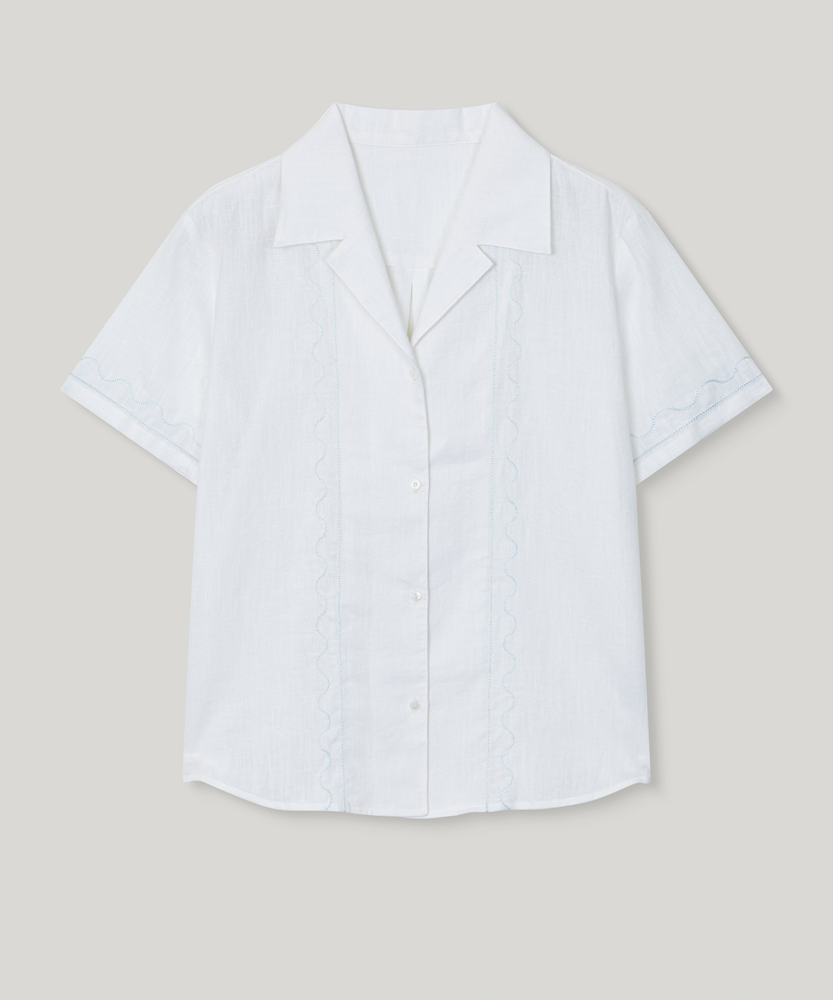 무아르무스(MUARMUS) Riel Detail Linen Shirt [Sky Blue]