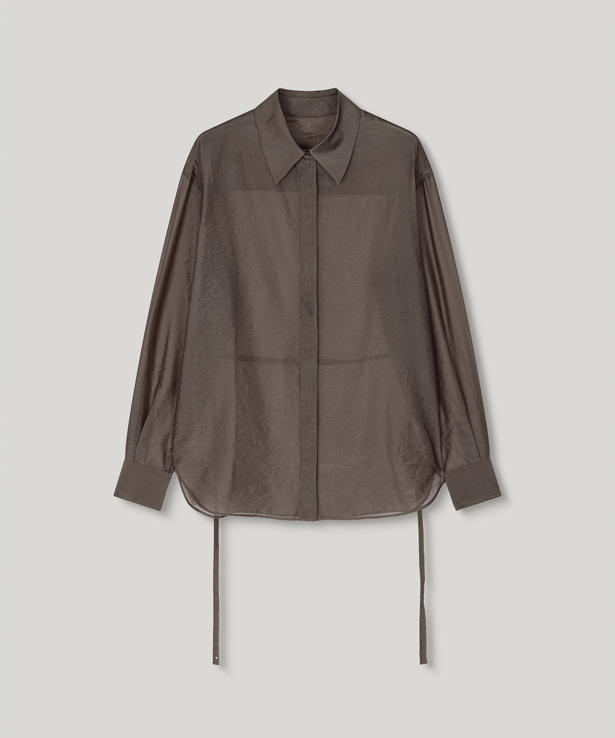 무아르무스(MUARMUS) Mare Belted Sheer Blouse [Brown]