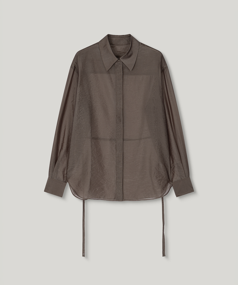 Mare Belted Sheer Blouse [Brown]