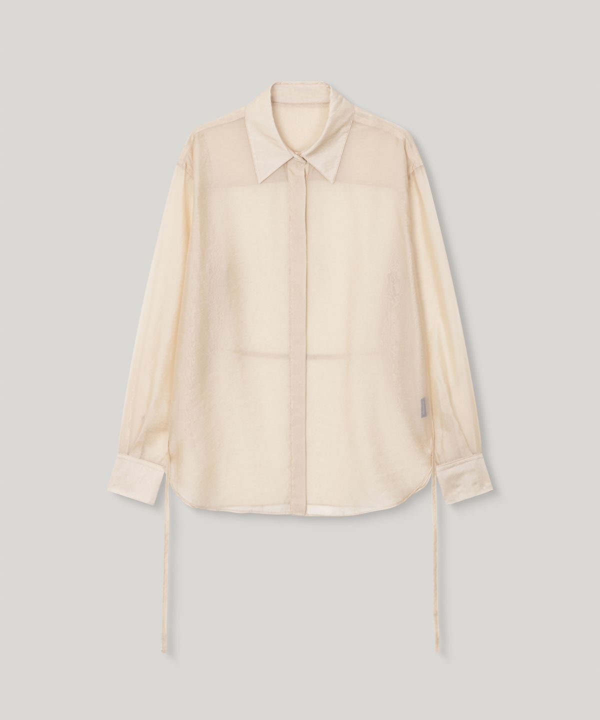 무아르무스(MUARMUS) Mare Belted Sheer Blouse [Beige]
