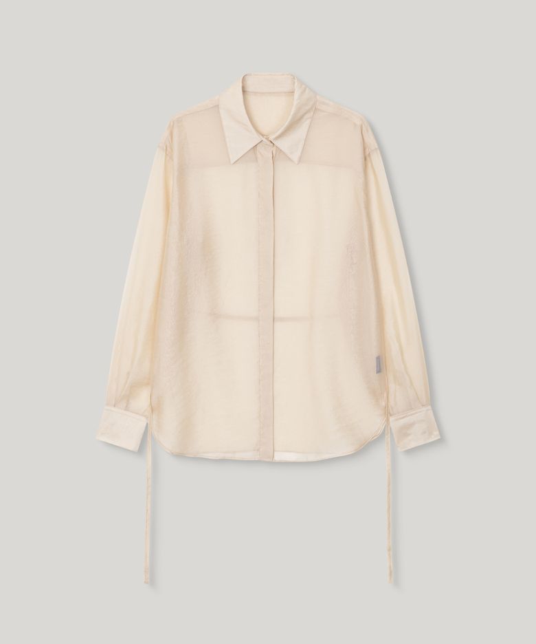 Mare Belted Sheer Blouse [Beige]