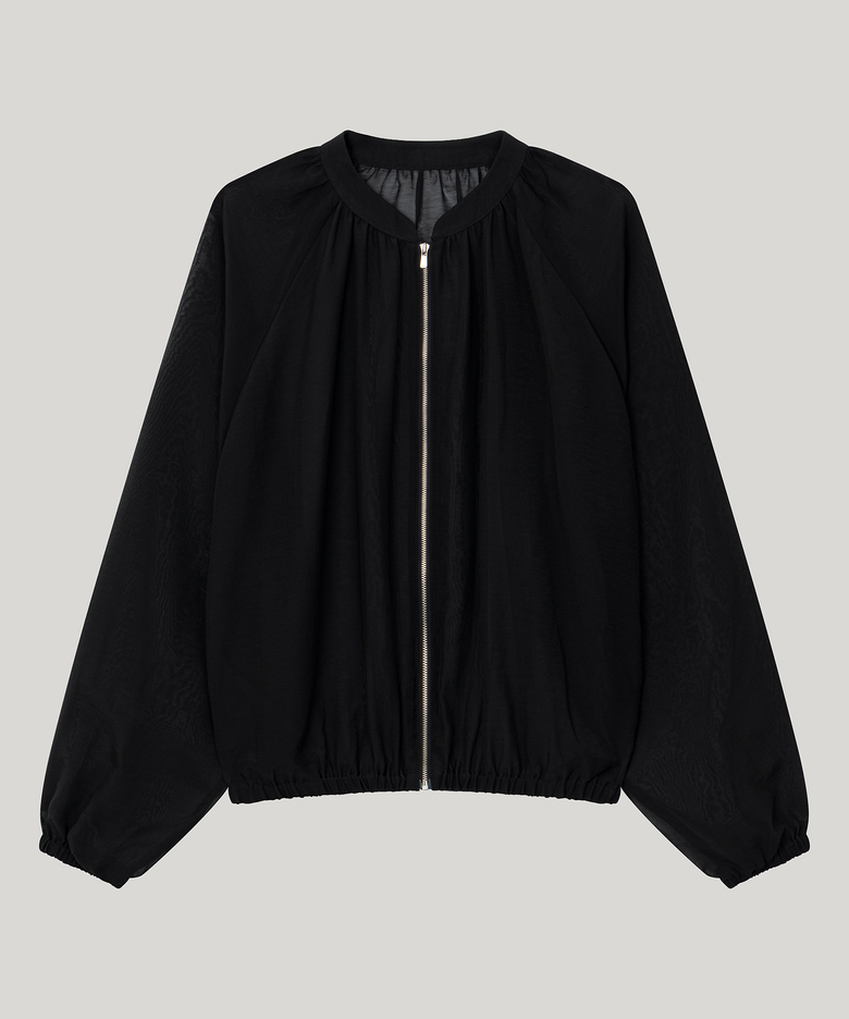 Brill Sheer Shirring Jumper [Black]