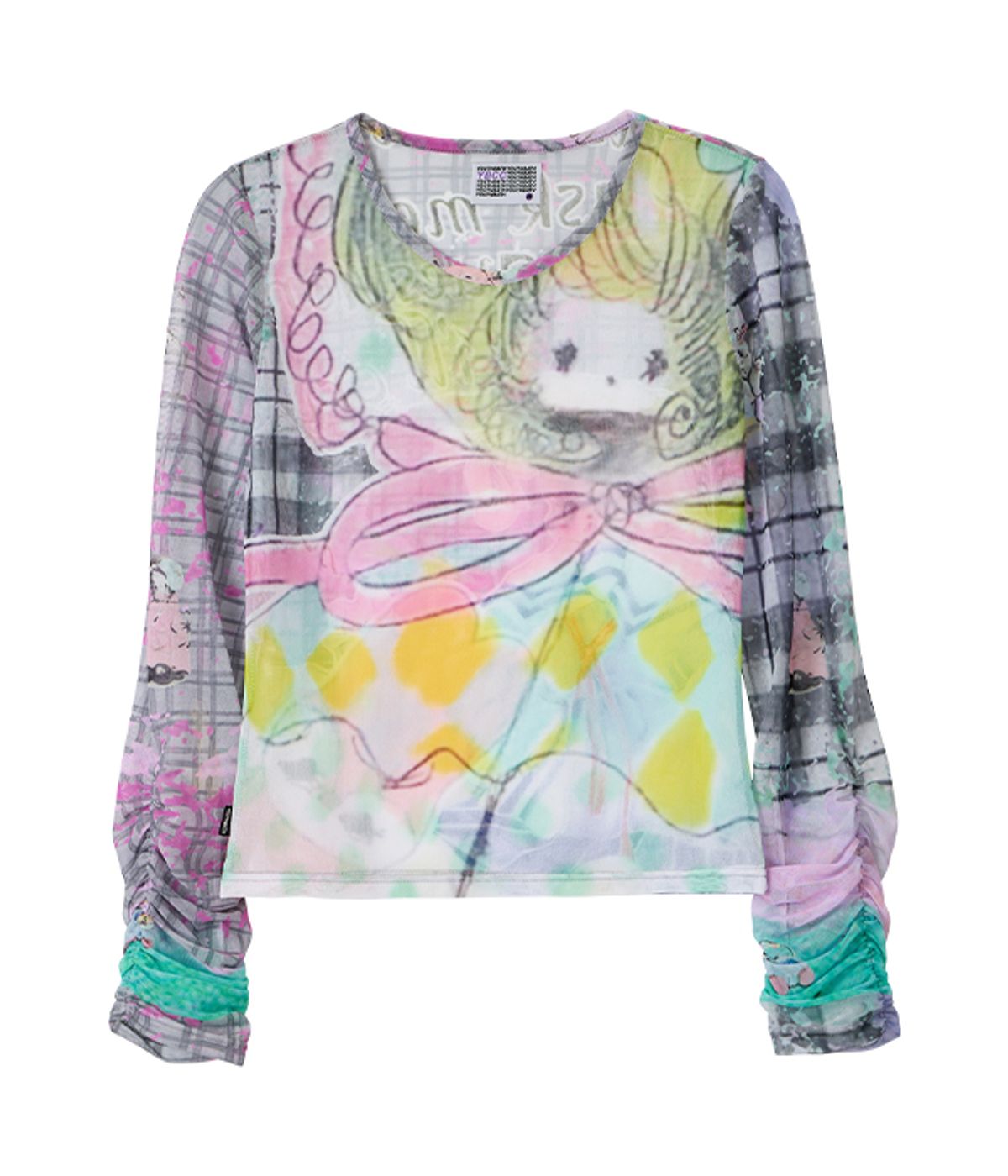 유쓰배쓰(YOUTHBATH) YB x Motka Graphic Mesh Top