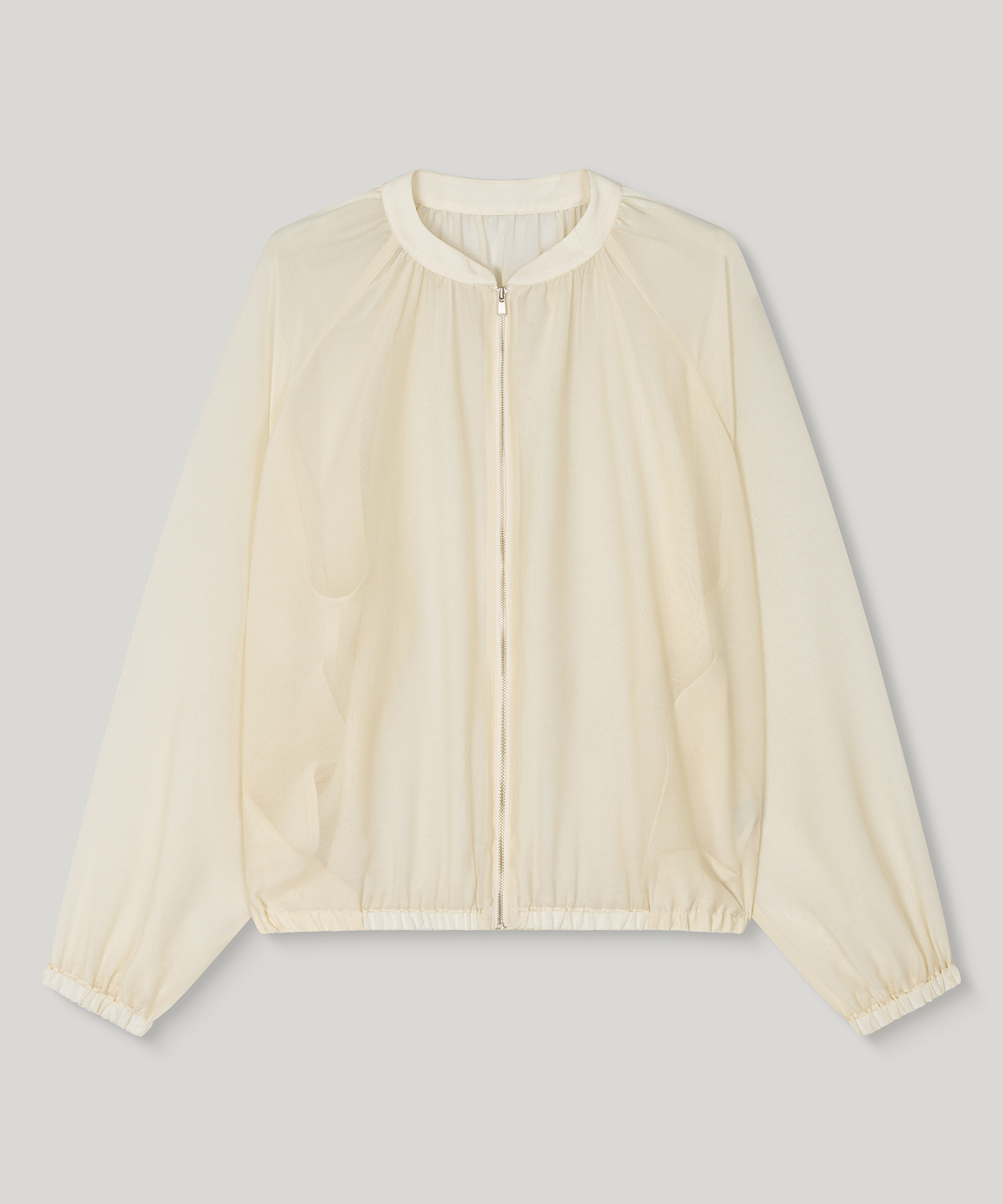 무아르무스(MUARMUS) Brill Sheer Shirring Jumper [Cream]
