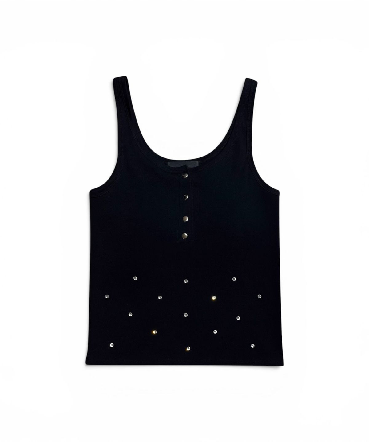 본슬리피(BORN SLIPPY) Crystal Stud Henley Tank (Black)