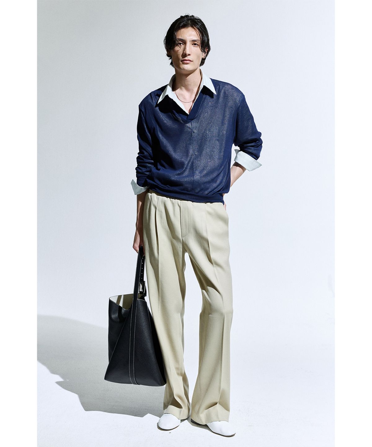 세비지(SAVAGE) Sheer Knit Pullover - Navy