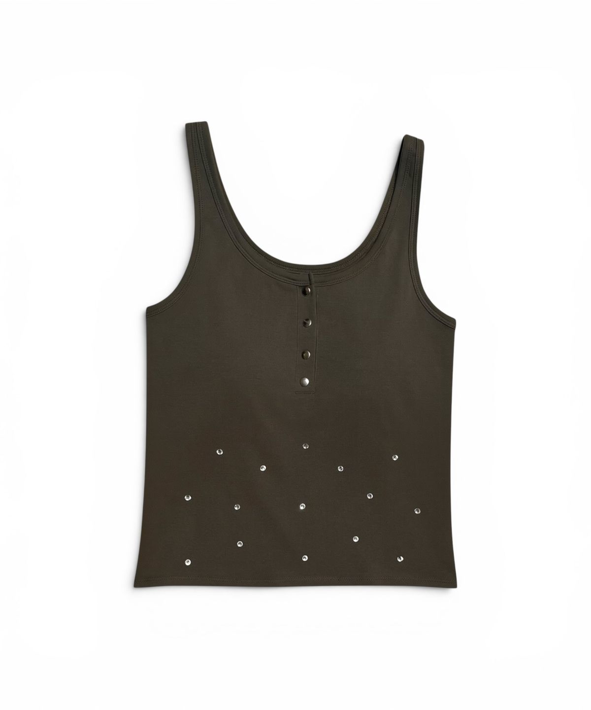 본슬리피(BORN SLIPPY) Crystal Stud Henley Tank (Brown)
