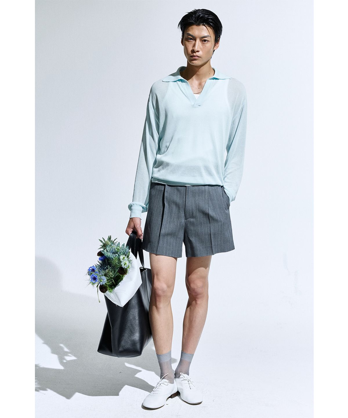 세비지(SAVAGE) Sheer Knit Pullover - Sky Blue