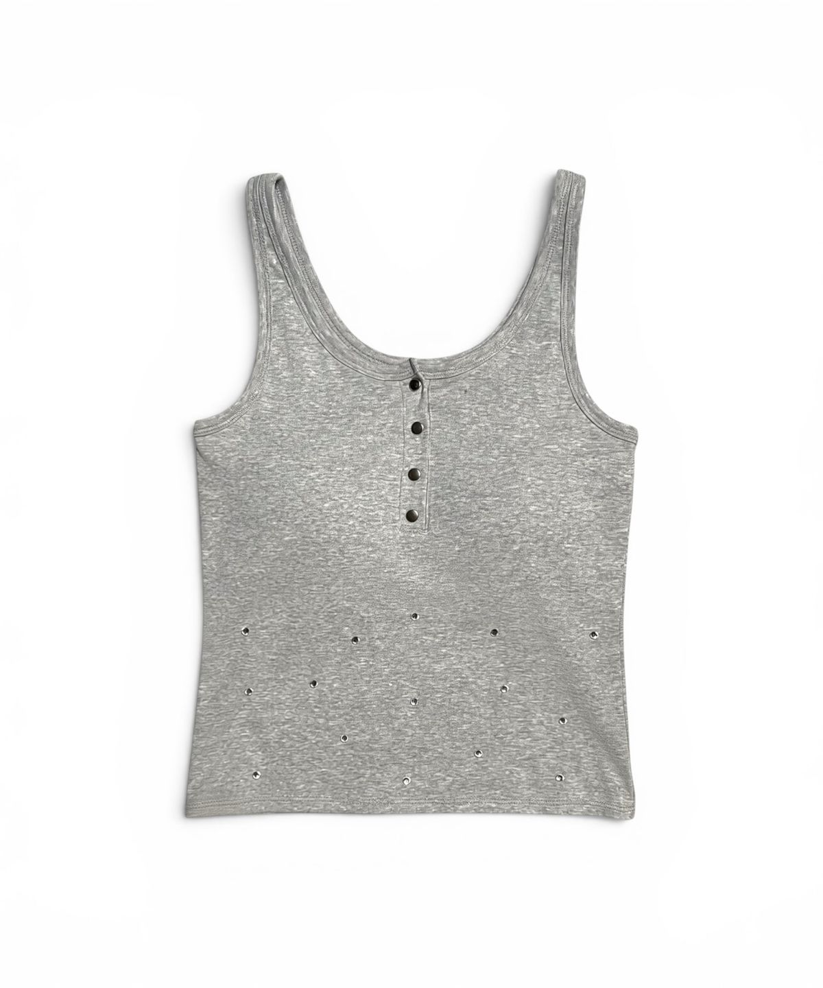 본슬리피(BORN SLIPPY) Crystal Stud Henley Tank (Melange Gray)