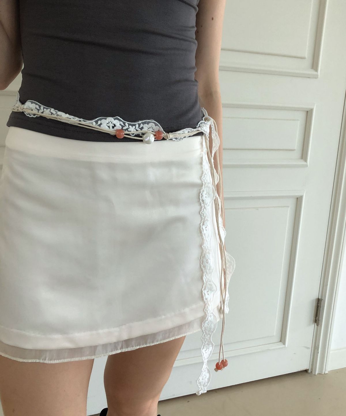 딜라이디(DELIDI) Aileen lace belt (peach)