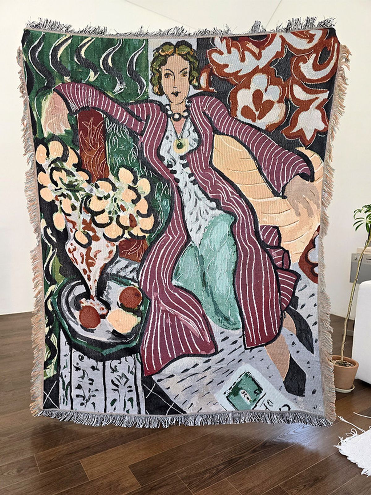 블랑쉬하우스(BLANCHE HOUSE) 블랑쉬 앙리마티스 보랏빛 코트의 여인 아트 블랭킷