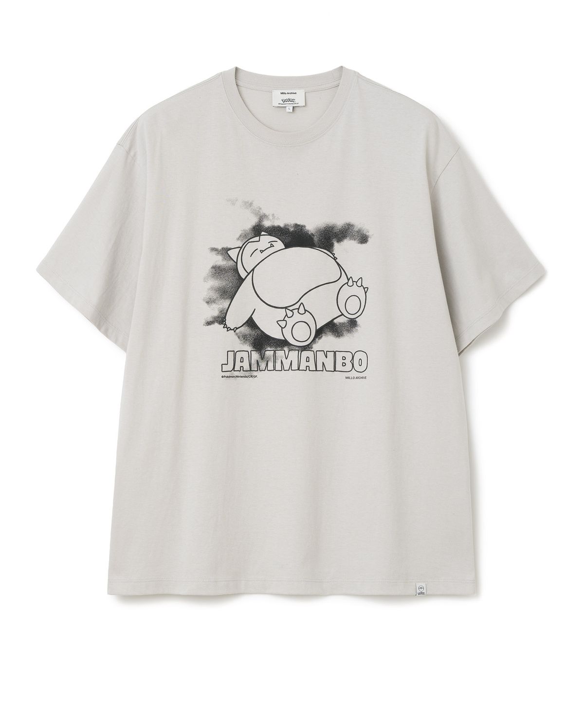 밀로 아카이브(MILLO ARCHIVE) [Pokémon] 슬리핑 잠만보 티셔츠 [애쉬 그레이]