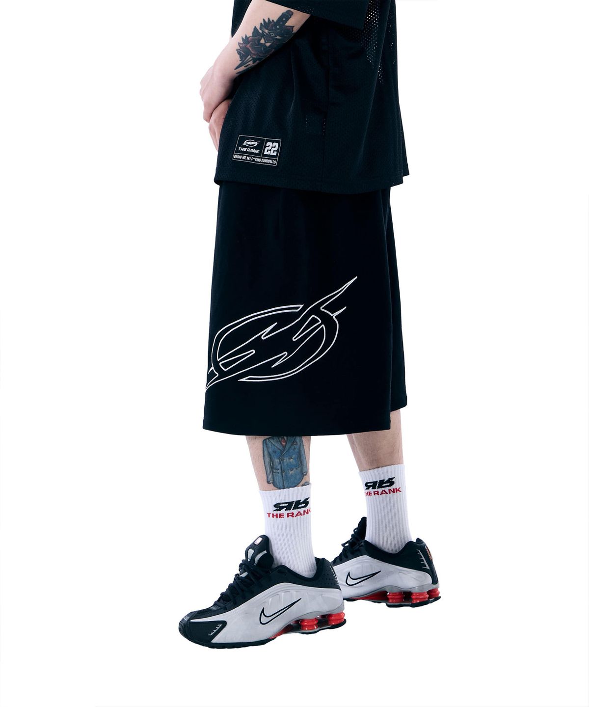 더랭크(THERANK) SIDE SYMBOL TUBULAR PANTS [BLACK]
