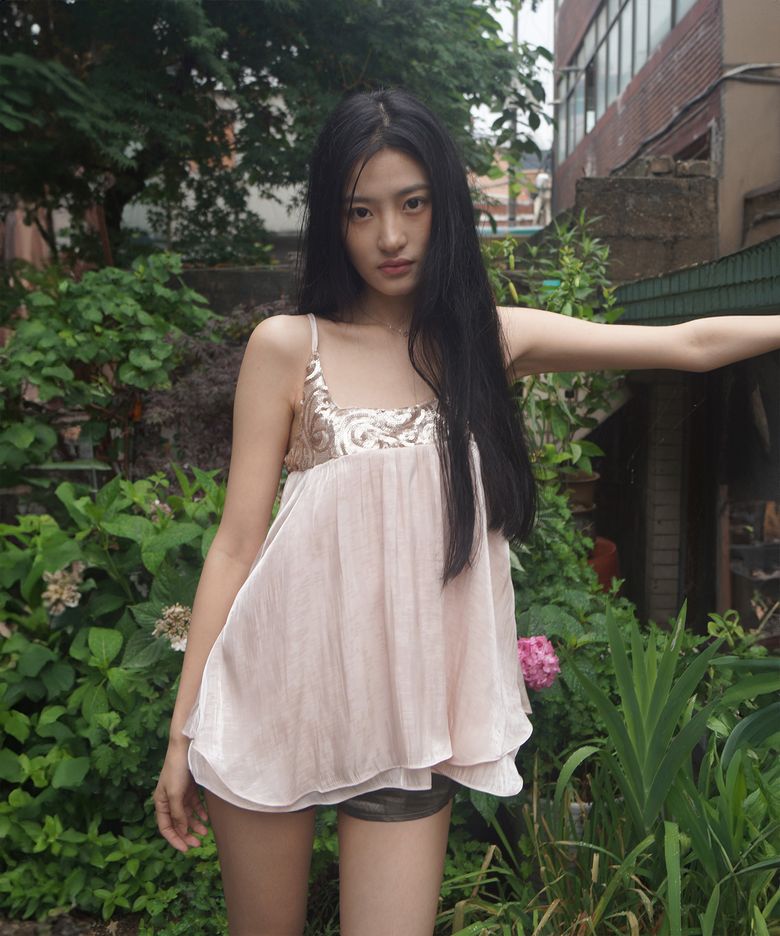 Sequin Satin Dress - Pink