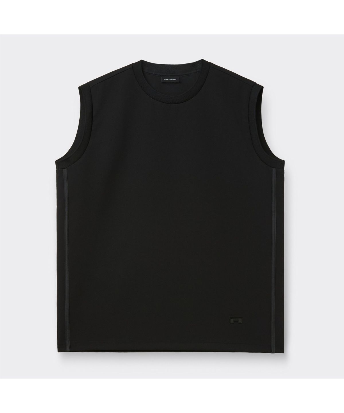 커스텀멜로우(CUSTOMELLOW) Black Woven Sleeveless T-shirt CWTAM26611BKX