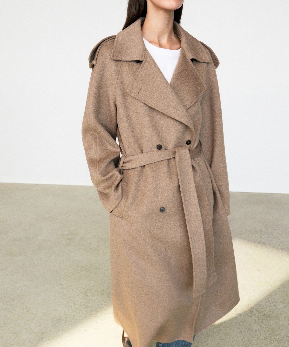마시모두띠(MASSIMO DUTTI) 울 블렌드 롱 트렌치 코트