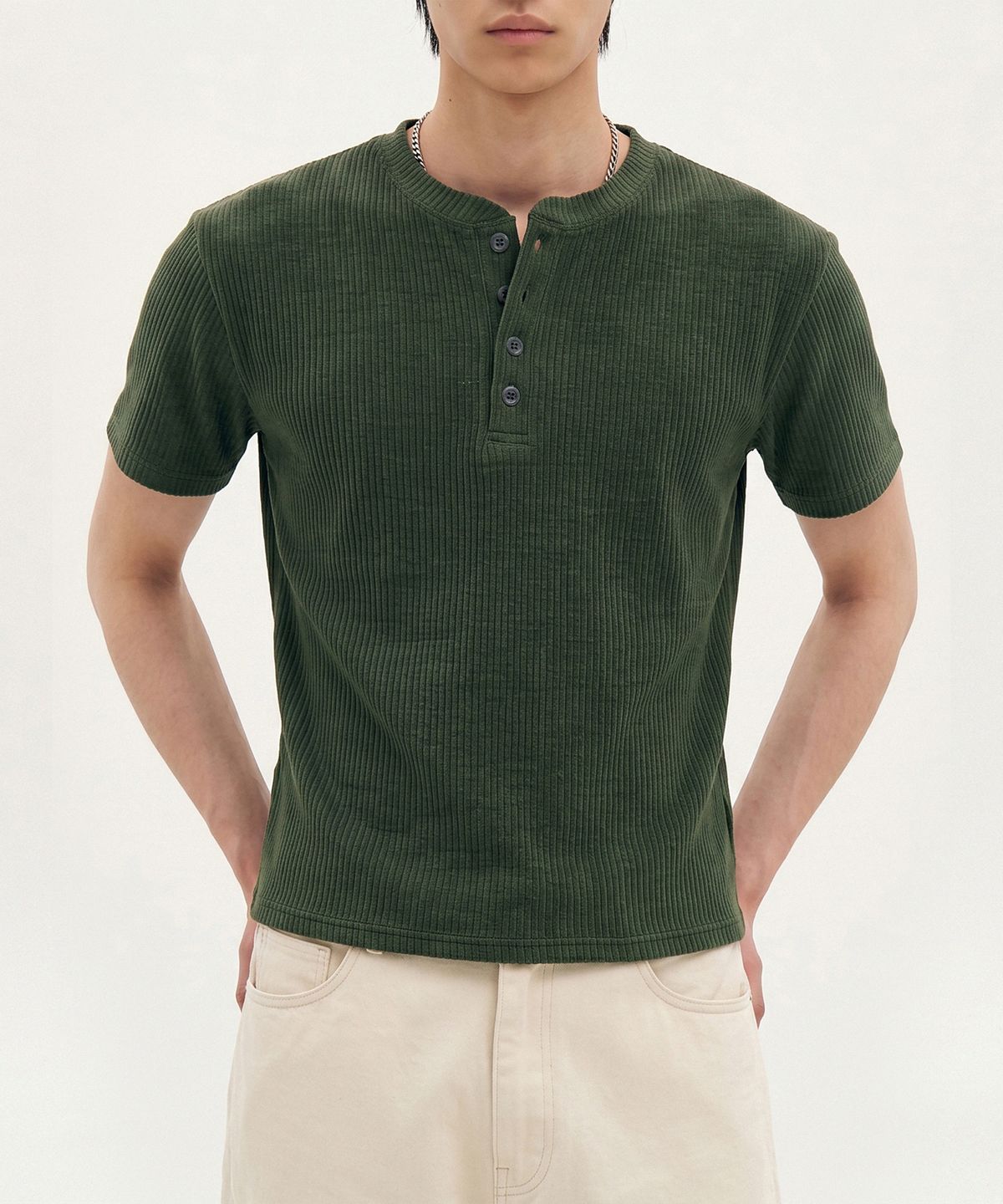 피알씨에스에스(PRCSS) Refined Henley Tee - Charcoal