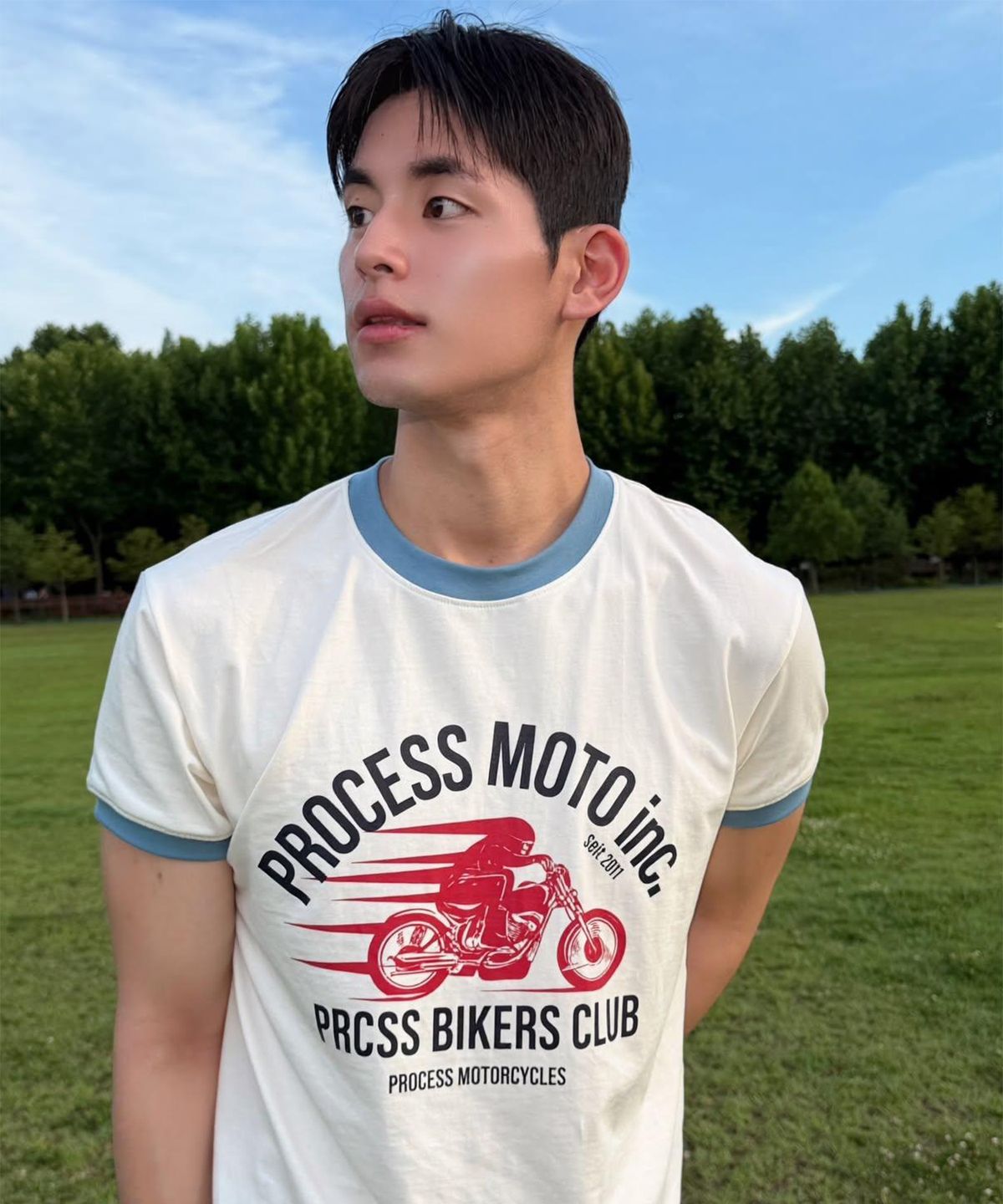 피알씨에스에스(PRCSS) ringer crop tee - Cream