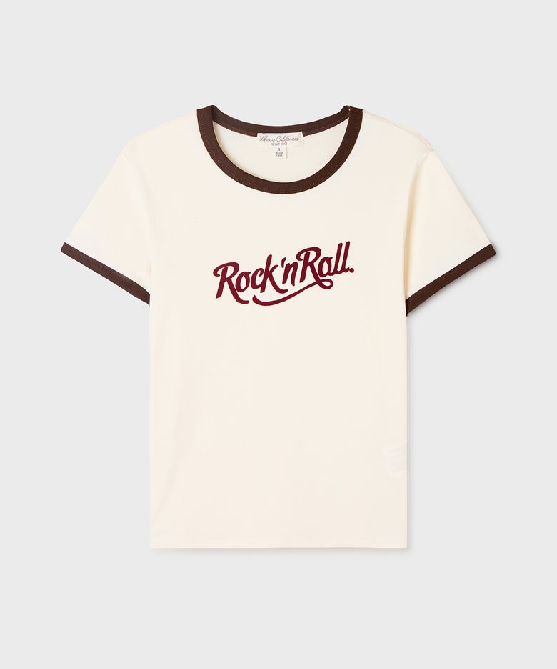 Rock Lettering Ringer T-shirt(F) / WHRAG3721F