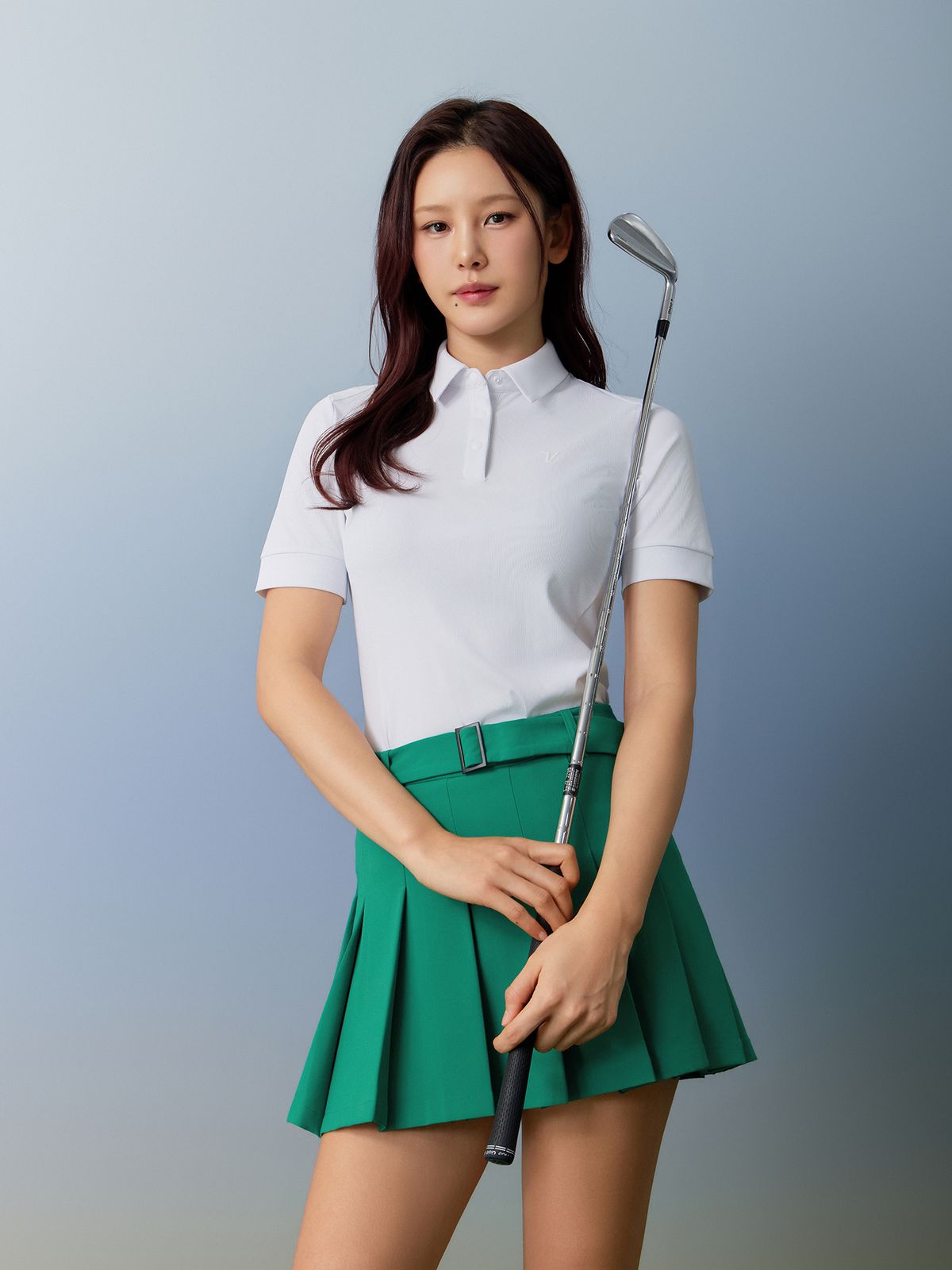 볼빅 골프웨어(VOLVIK GOLFWEAR) 여성 골지반팔 티셔츠 (ON) VOTSP474_OW