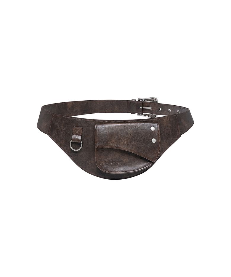Vintage Leather Belt Bag - Brown