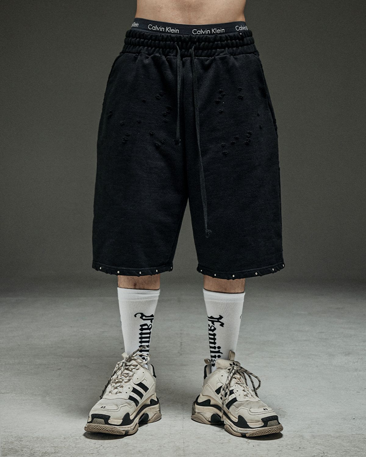 뭉(MWOONG) Stud destroyed P BK Half