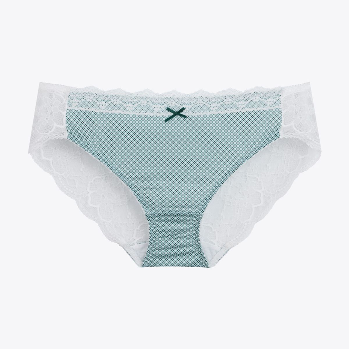 예스(YES) 체크나염 레이스 밴딩팬티_그린