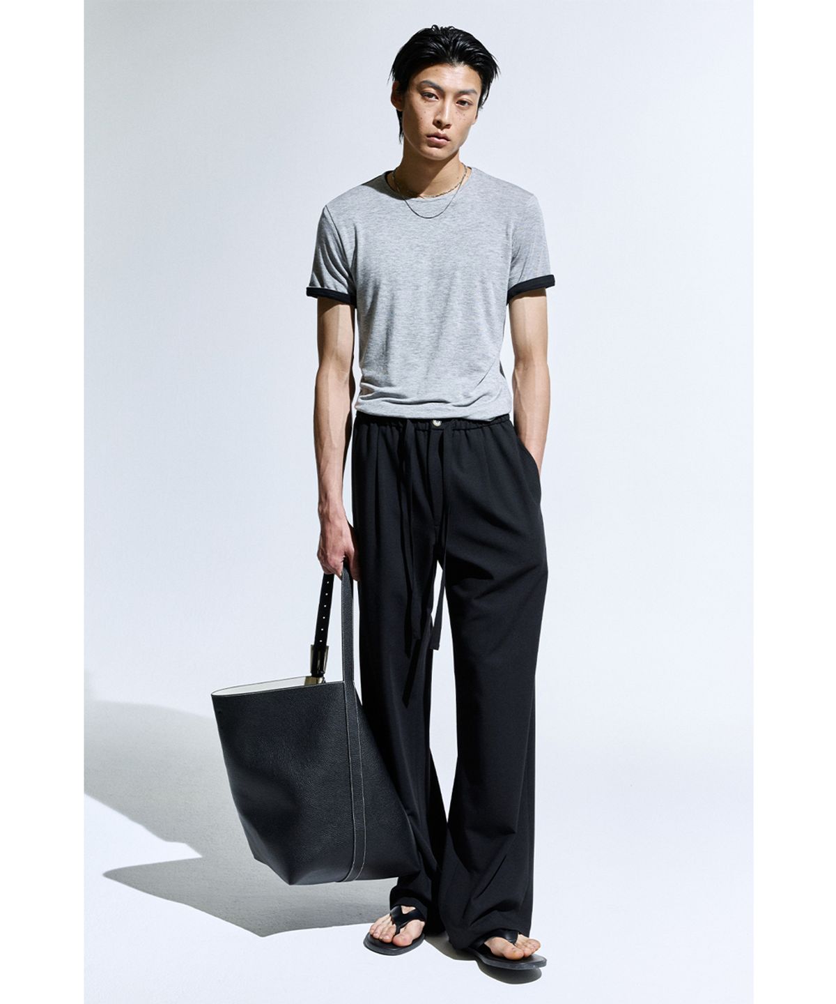 세비지(SAVAGE) String Dinner Trousers - Black