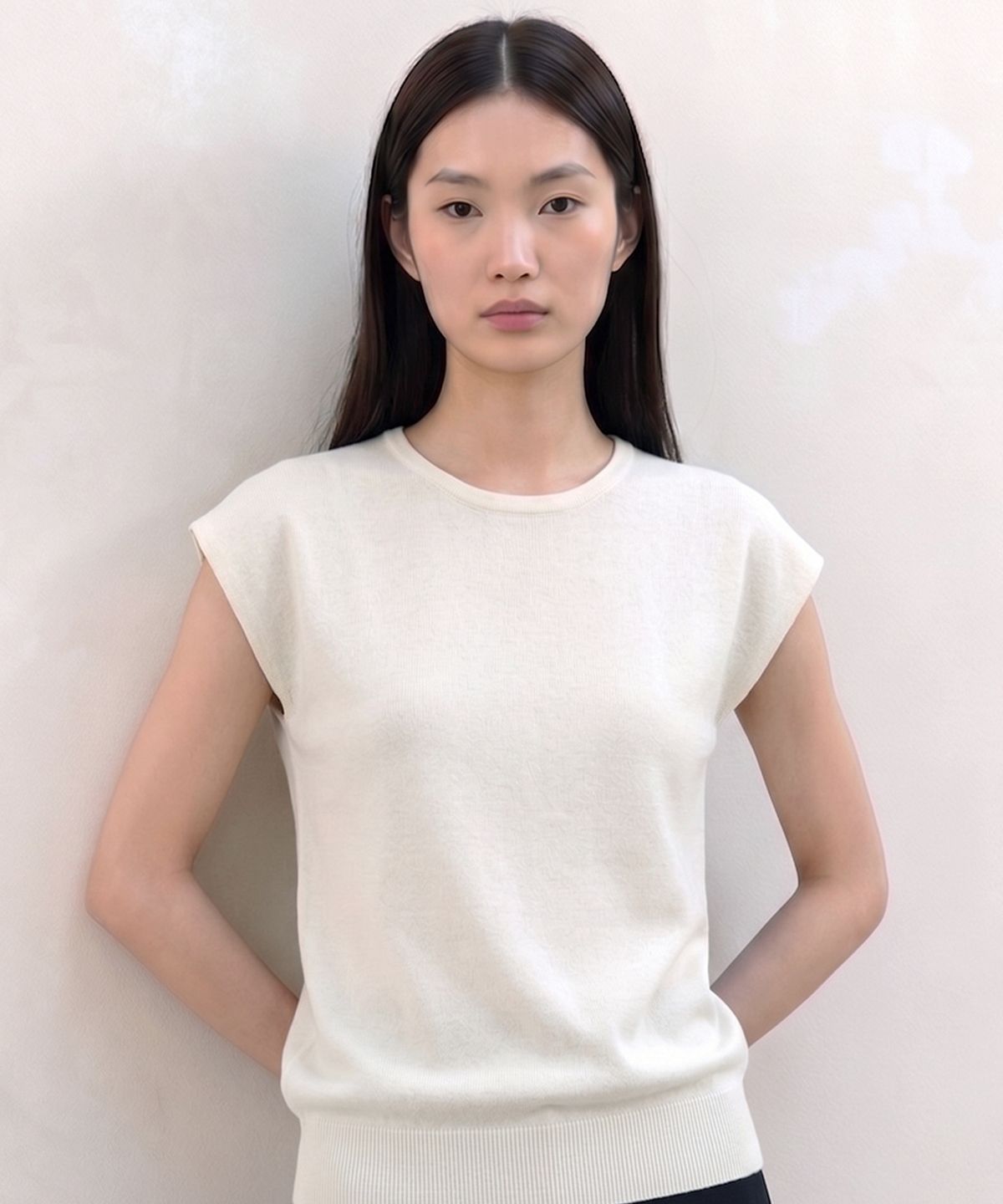 킴도(KIMDOH) Arlo Ribbed Round Cap Top Ivory