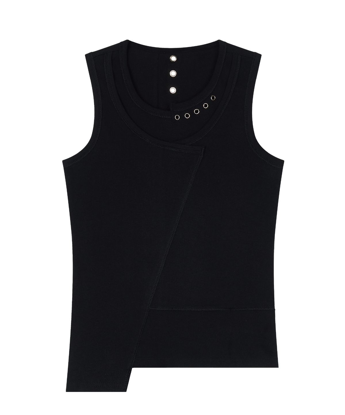 하프앤하프(HALF AND HALF) Asymmetrical Layered Sleeveless Top (eyelet)