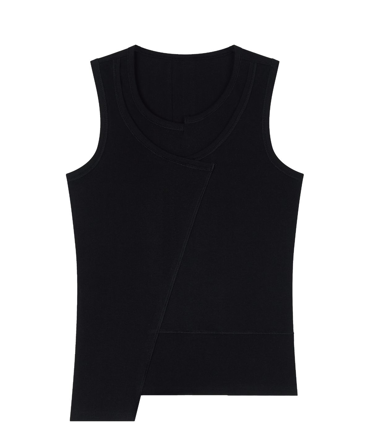 하프앤하프(HALF AND HALF) Asymmetrical Layered Sleeveless Top BK (MAN)