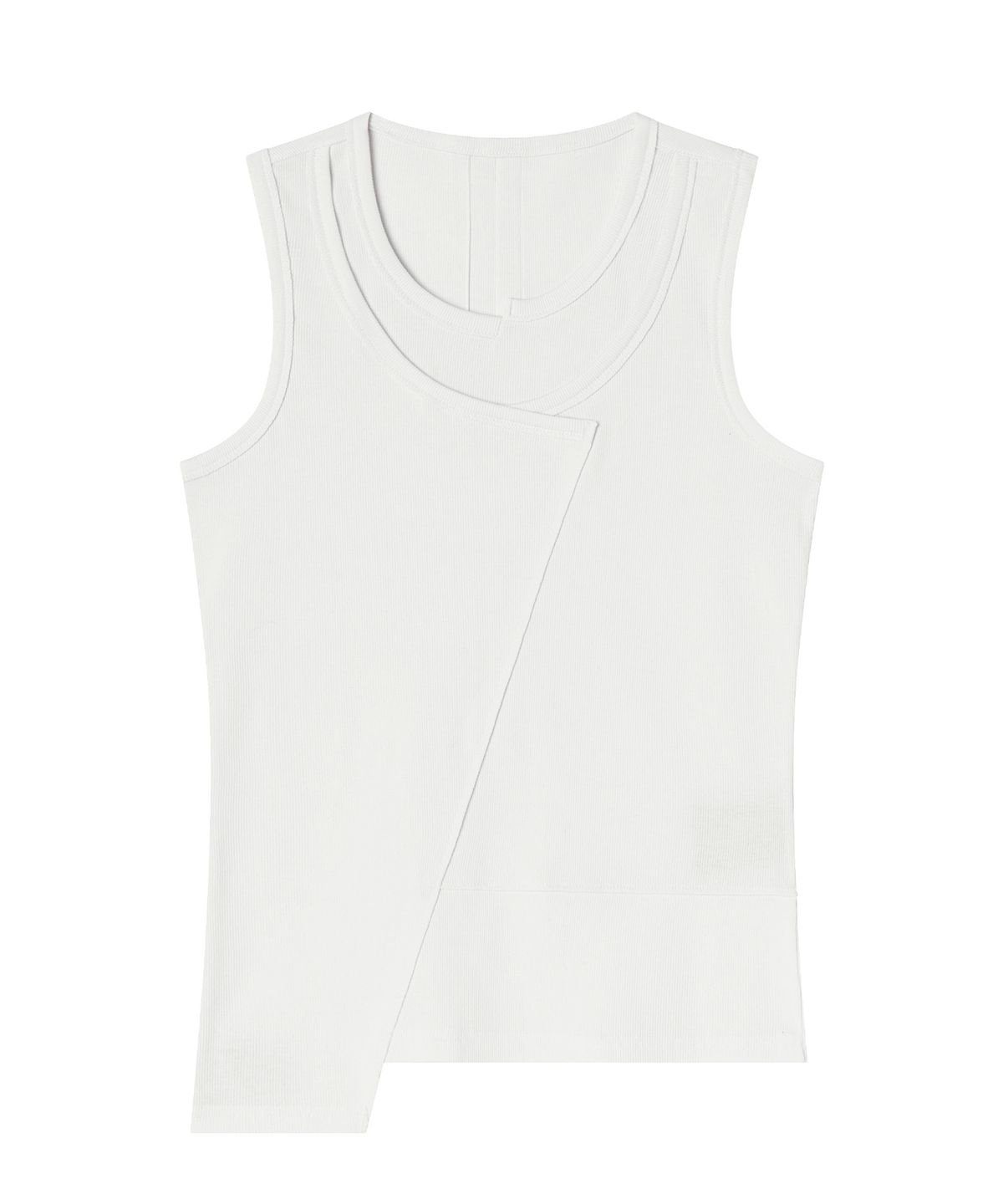 하프앤하프(HALF AND HALF) Asymmetrical Layered Sleeveless Top WH