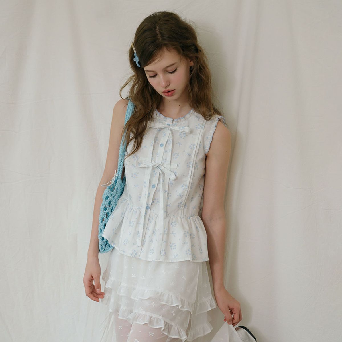 쎄무아듀(CEST MOIDEW) Cest_Floral ribbon sleeveless blouse
